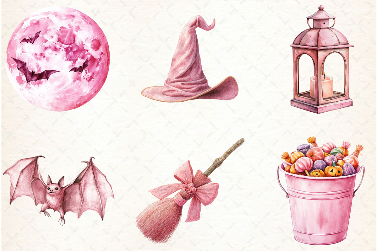 Pastel Pink Halloween PNG Clipart, a Graphic by Libby Wishes (Photo 5 of 6)