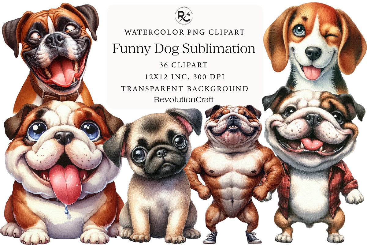 Funny Dog Sublimation  Clipart, an Illustration by OK Design (Photo 1 of 5)
