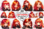 Funny Lazy Red-Haired Woman, an Illustration by RobertsArt (Thumbnail 1 of 7)
