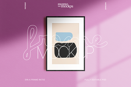 DIN A Black Wood Frame Mockup PSD, a Household Mockup by momomockps