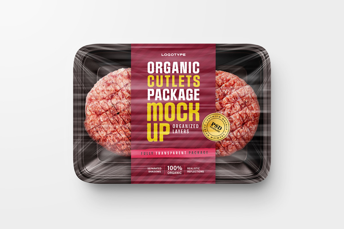 Organic Cutlets Package Mockup Set, a Packaging Mockup by Deeplab (Photo 3 of 4)