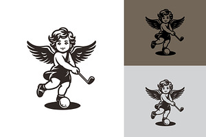 Cupid Greek Playing Golf Logo