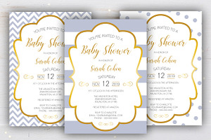 Gold Framed Baby Shower Invitation