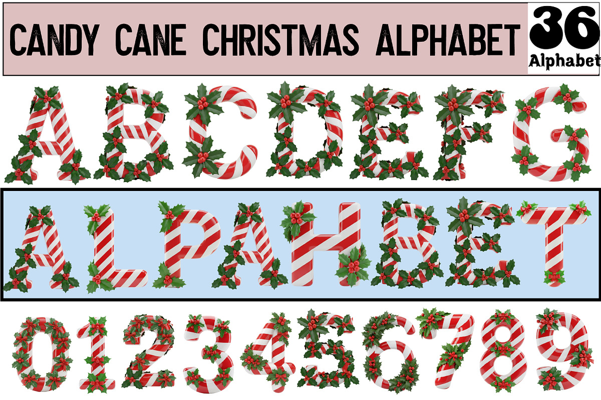 Candy Cane Christmas Alphabet, an Illustration by Design Market (Photo 1 of 7)
