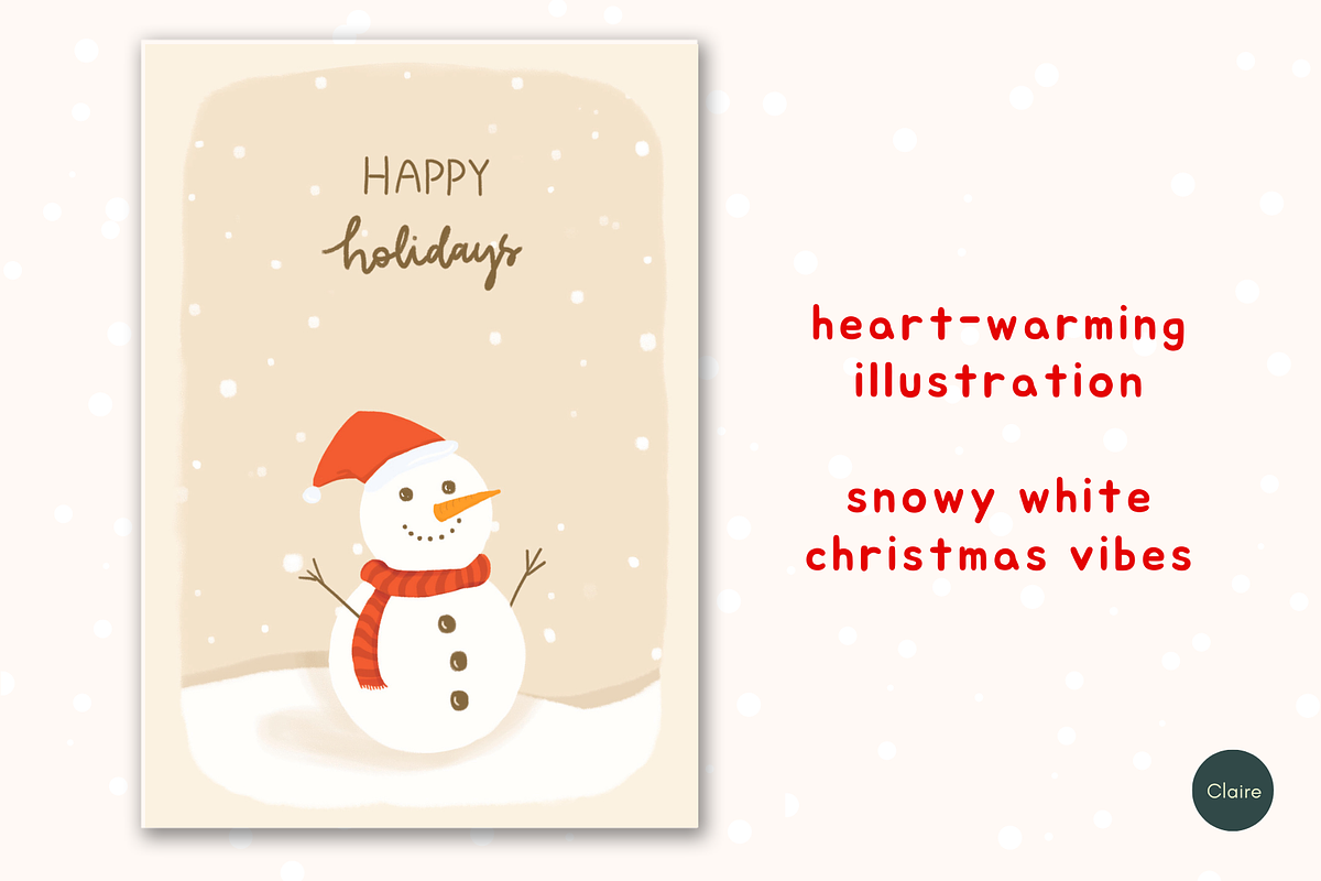 Snowy Beige Christmas Card Printable, a Card Template by Clairee Design Studio (Photo 2 of 4)