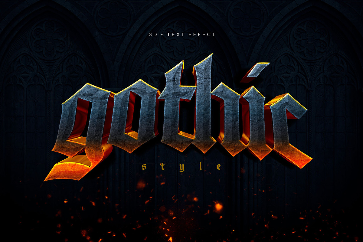 Gothic 3D Text Effect Template, a Layer Style Add-On by DesignerCandies (Photo 1 of 5)