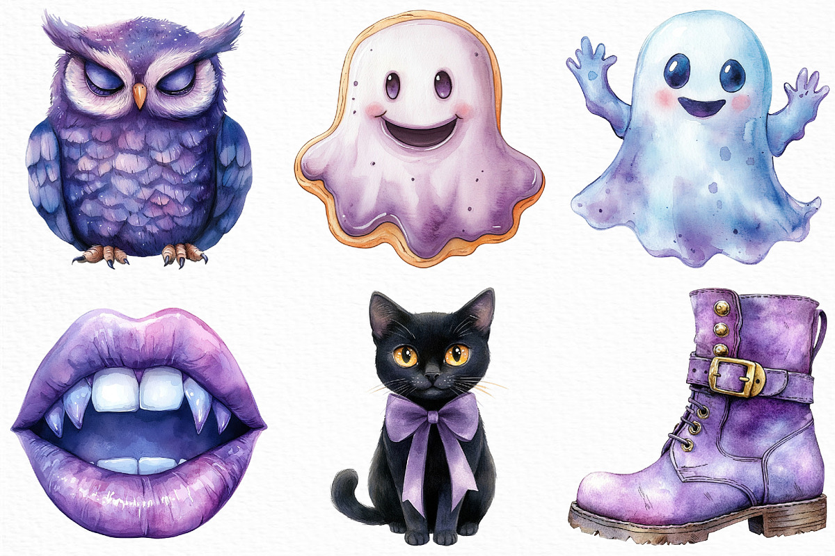 Watercolor Pastel Purple Halloween, an Illustration by Craft Nest (Photo 5 of 6)