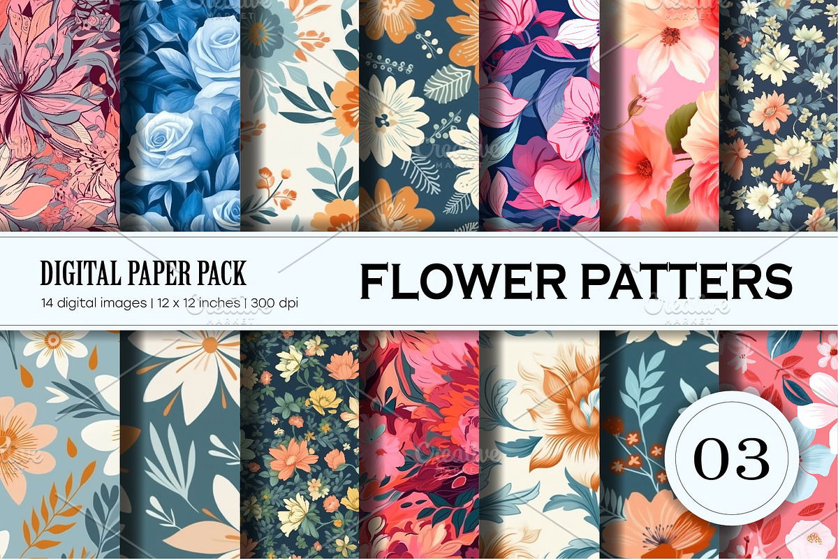 Big Bundle Floral Patterns 01., a Pattern Graphic by KENO Mascots (Photo 4 of 11)