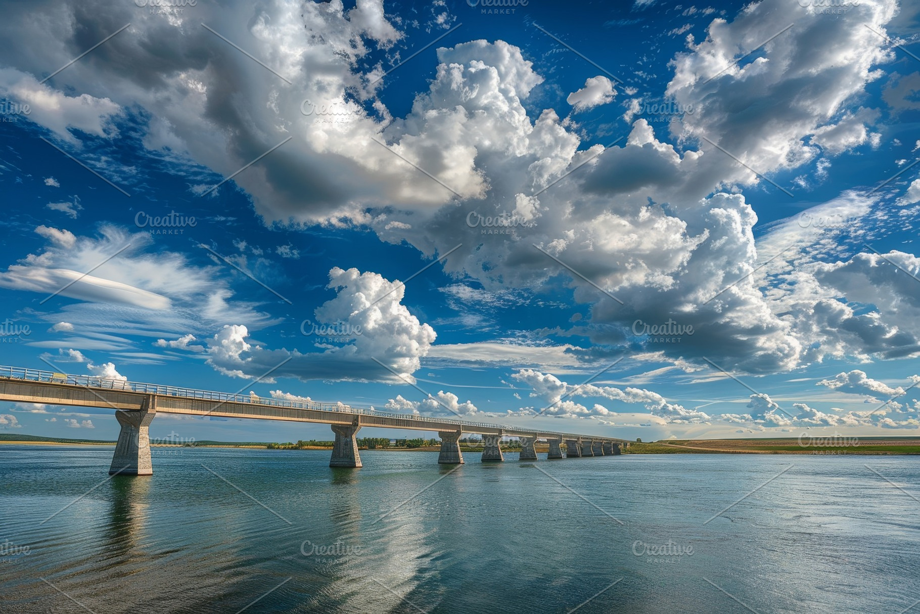 The scene captures a vast bridge str, a Photo by Tanuart