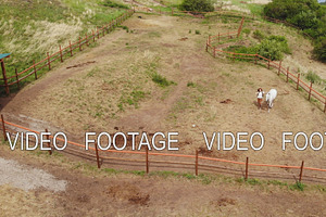 Aerial View Of A Woman Trains Her