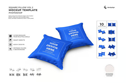 Square Pillow Cushion Mockup, a Household Mockup by DesignRushMarket