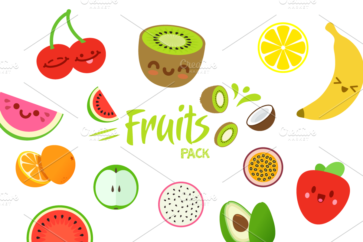 Fresh Fruits vector objects, a Food Illustration by dimpo ⚡️ ART ® (Photo 1 of 4)