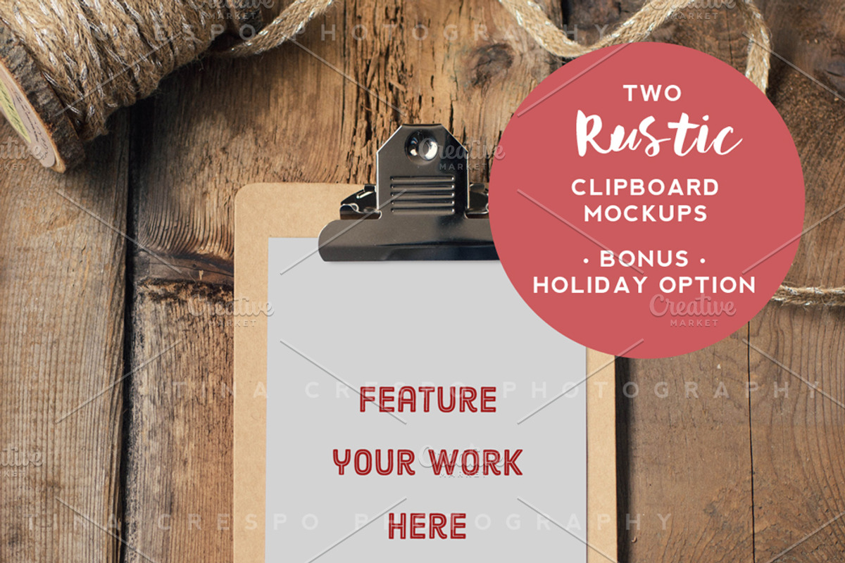 Rustic Clipboard Mockup x2, a Mockup by Tina Crespo (Photo 1 of 3)