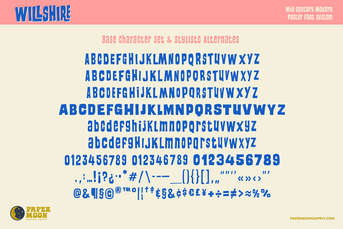 PM Willshire Mid-Century Style Font, a Sans Serif Font by Paper Moon Graphic Supply (Photo 3 of 9)