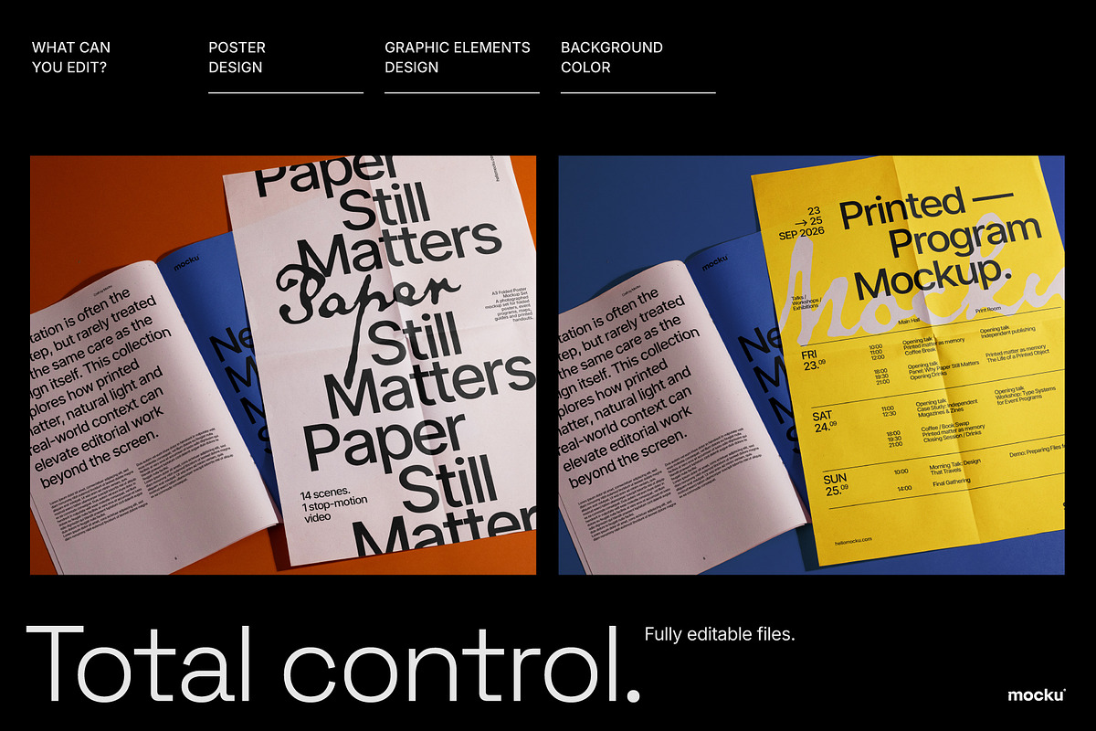 Editorial Folded Poster Mockup Set, a Books & Magazine Mockup by Mocku (Photo 15 of 17)