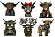 Christmas Highland Cow Clipart, an Illustration by Designworld (Thumbnail 2 of 5)