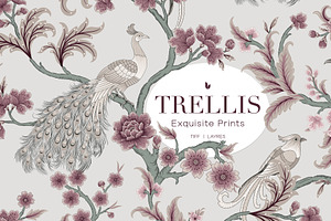 Botanical Chinoiserie Patterns, a Pattern Graphic by LEAFure