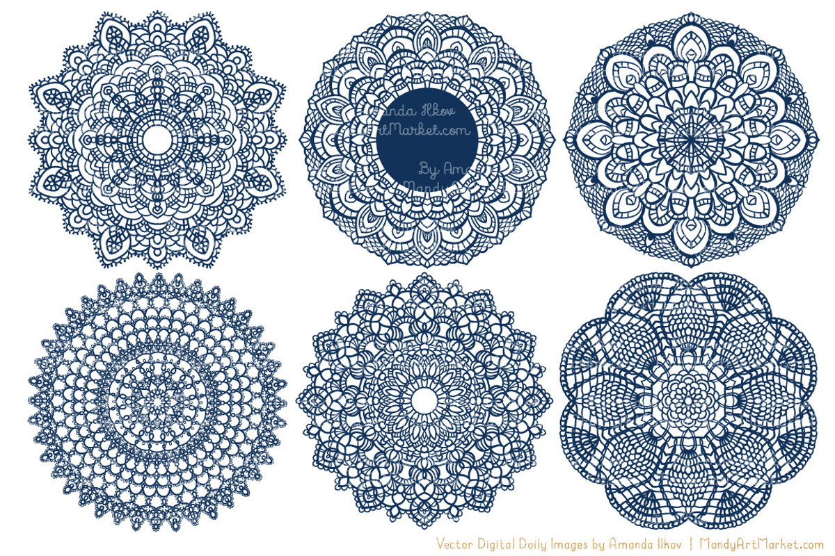 Navy Lace Doilies Clipart & Vectors, an Illustration by Amanda Ilkov (Photo 4 of 4)