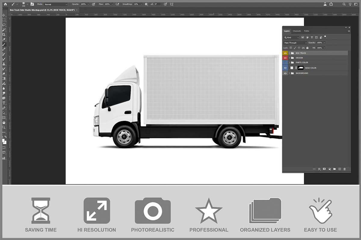 Box Truck Side Studio PSD, a Packaging Mockup by Bruno's Shop (Photo 2 of 3)