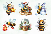 Cute Cartoon Christmas Bees Clipart, an Illustration by Creative Art (Thumbnail 7 of 9)