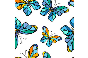 Simple butterflies seamless color, an Animal Illustration by Nenahliadava Design