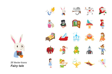 Fairy tale color vector icons