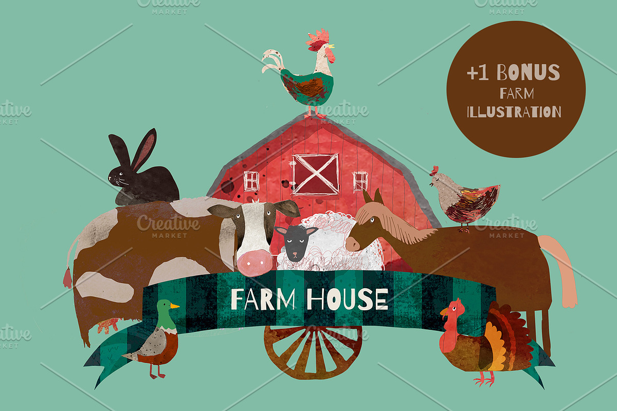 Animal Farm Watercolor Patterns, a Pattern Graphic by watercolor kamill (Photo 9 of 12)