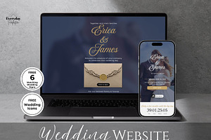 Navy Wedding Website Invitation