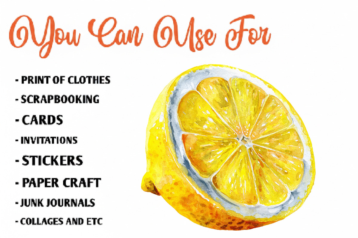 Watercolor Lemon Clipart, an Illustration by CreationArt (Photo 3 of 7)