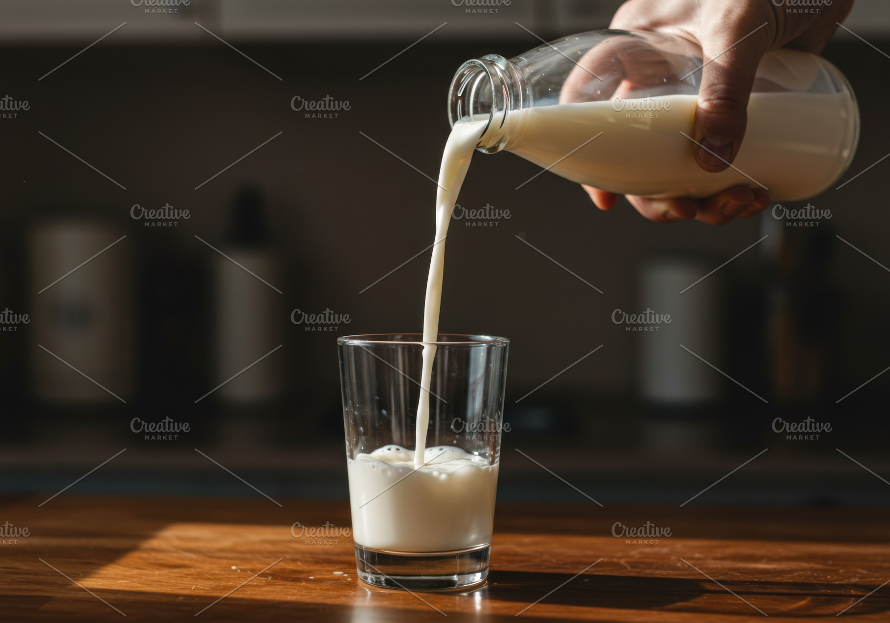 Fresh milk being poured into a glass, a Food & Drink Photo by professorinc