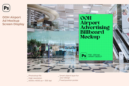 OOH Airport Ad Mockup Screen Display