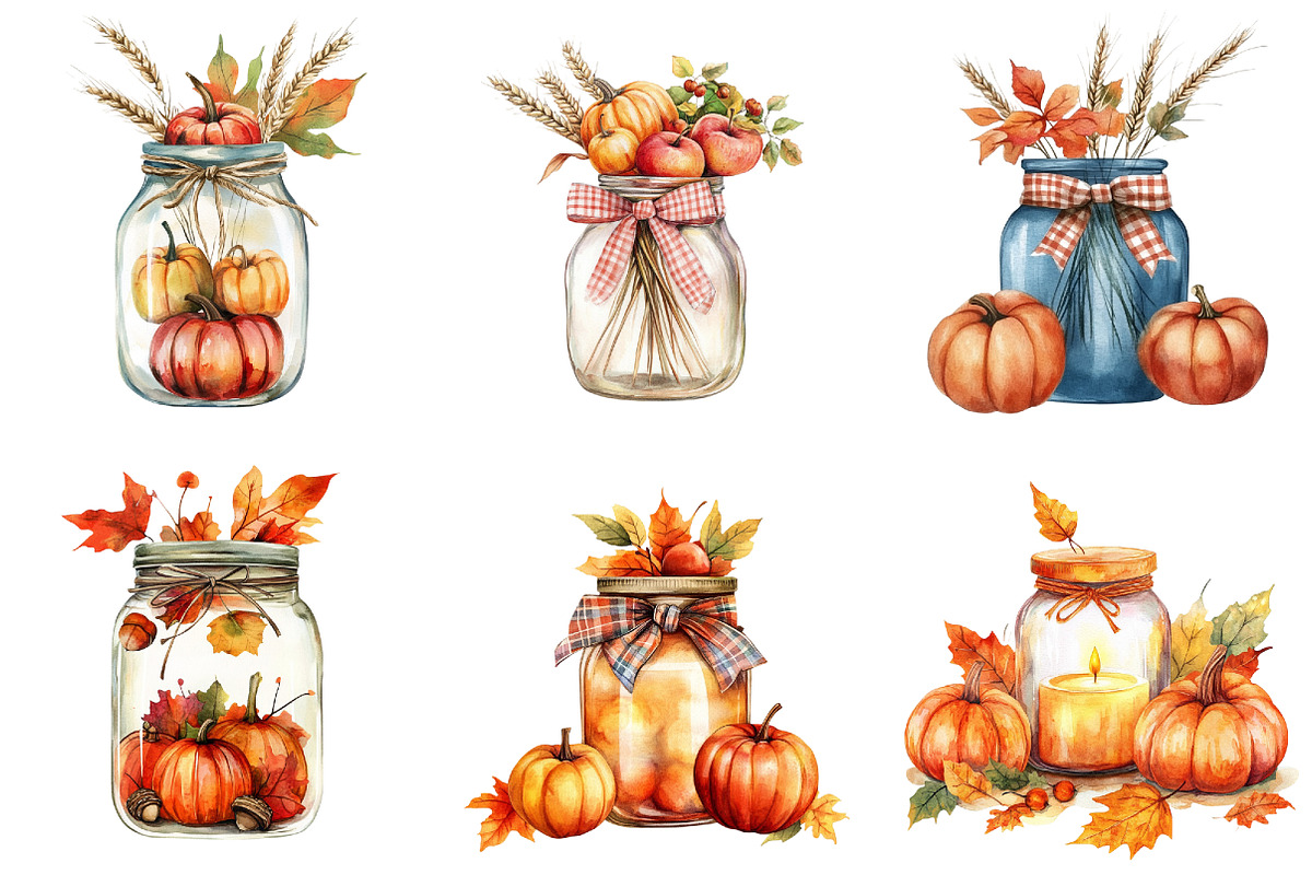 Watercolor Autumn Jar Sublimation, an Illustration by CitraGraphics (Photo 3 of 6)