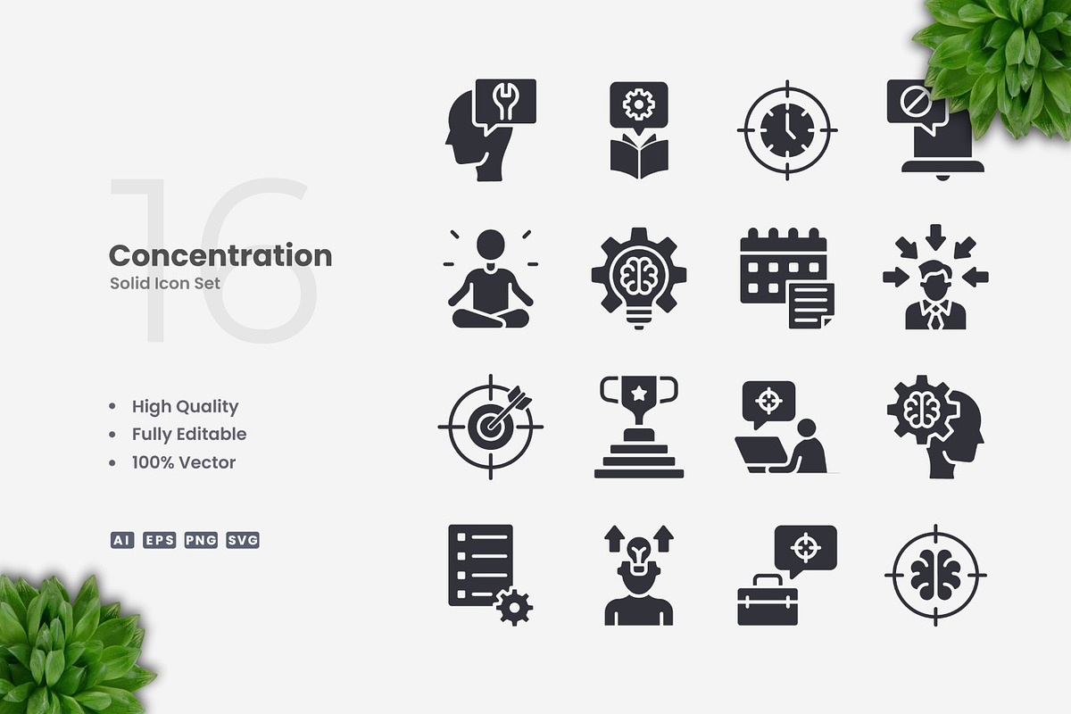 Concentration Solid Icons