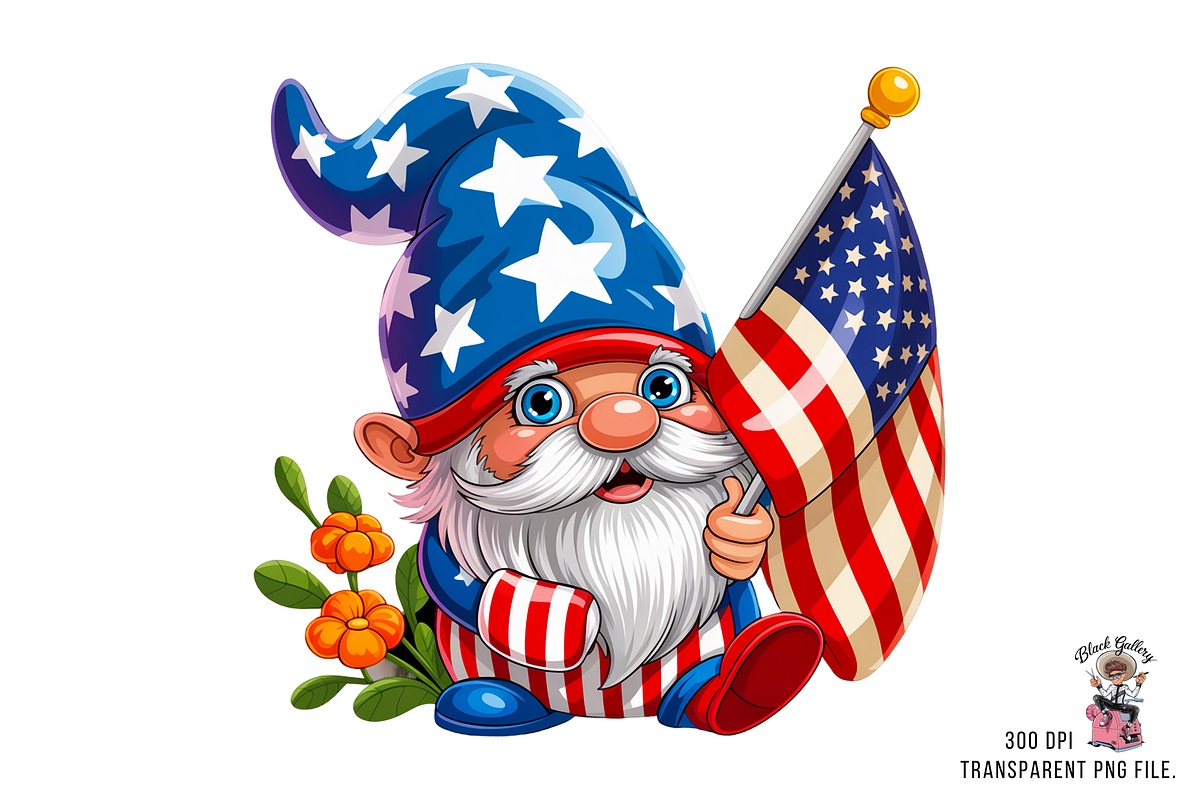 4th of July Gnome Clipart Png Bundle, an Illustration by Clipart Bloom (Photo 2 of 11)