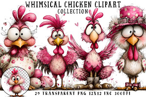 Whimsical Chicken Clipart, an Illustration by OK Design