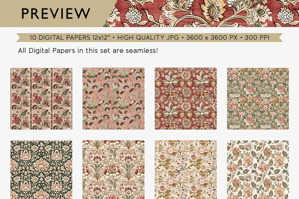 Boho Printable Papers Vintage Art, a Pattern Graphic by Maishop (Photo 2 of 8)
