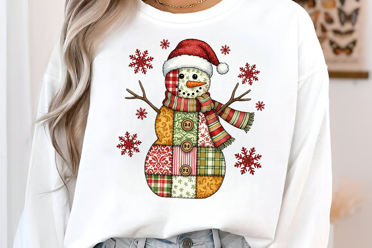 Patchwork Christmas Snowman PNG, an Illustration by SinaCreation (Photo 5 of 7)