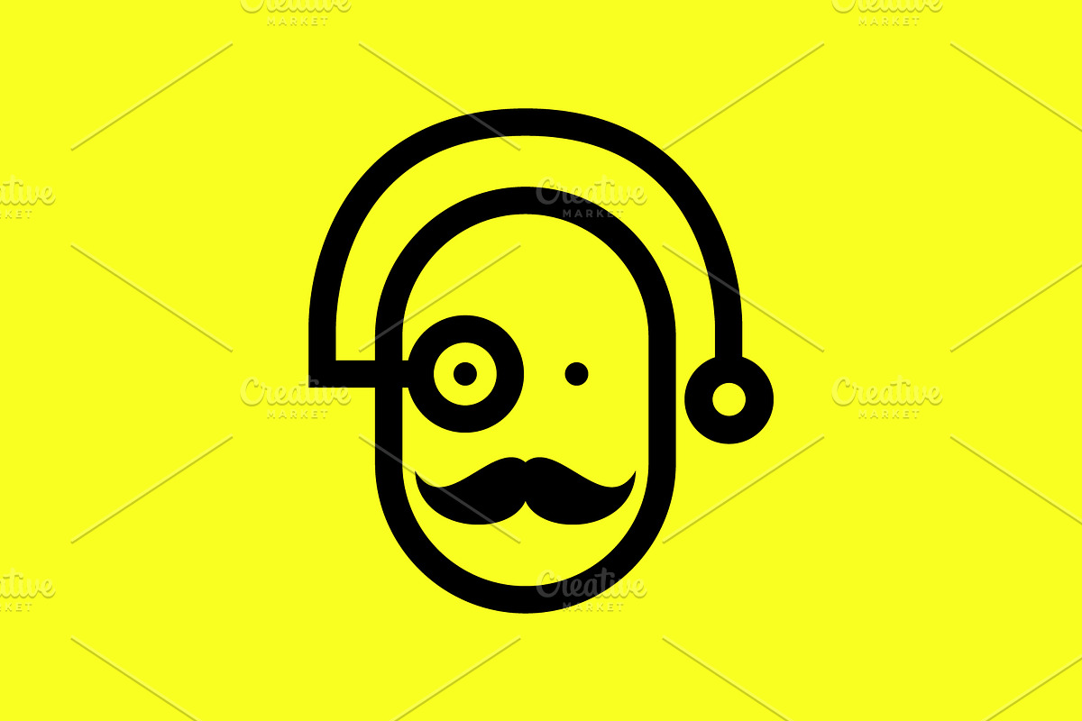 old man mustache cute circle logo, a Branding & Logo Template by devastd