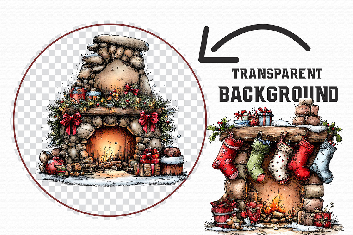 Christmas Fireplace Clipart, an Illustration by Libby Wishes (Photo 6 of 9)