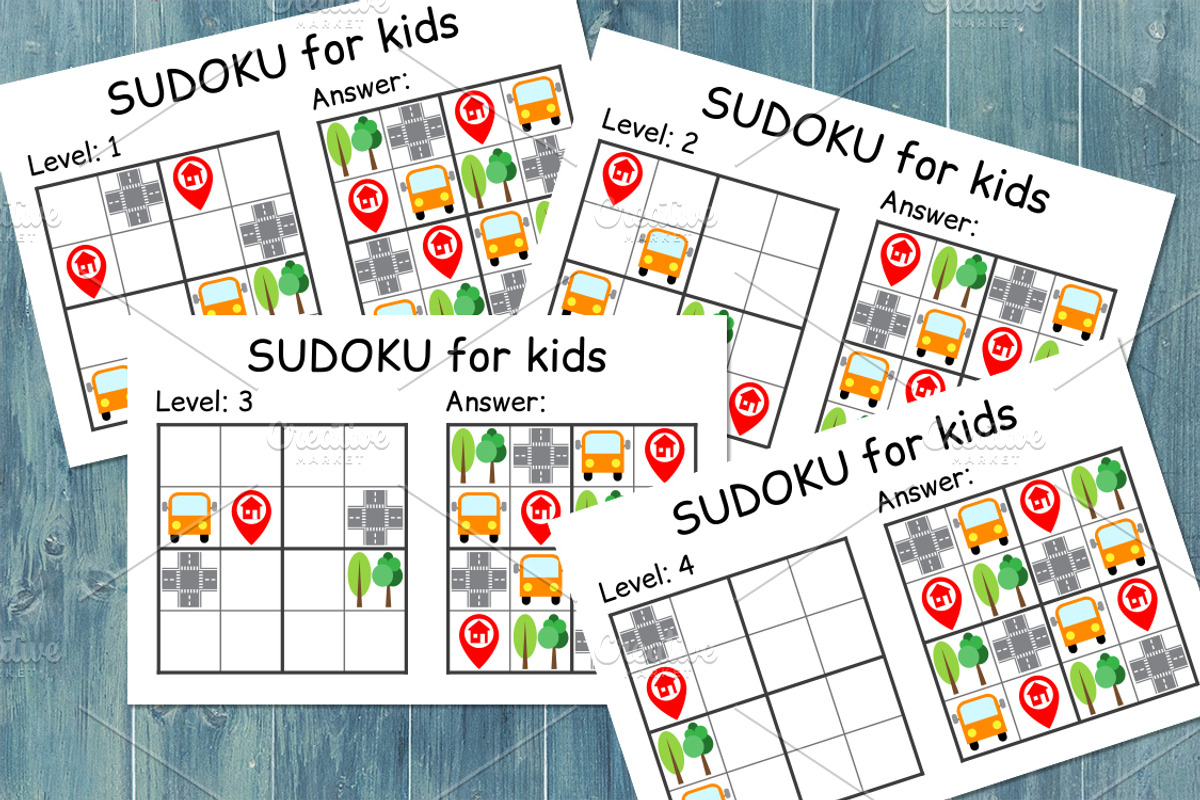 Sudoku Kids game. Children puzzle, an Education Illustration by jelisua88 (Photo 2 of 3)