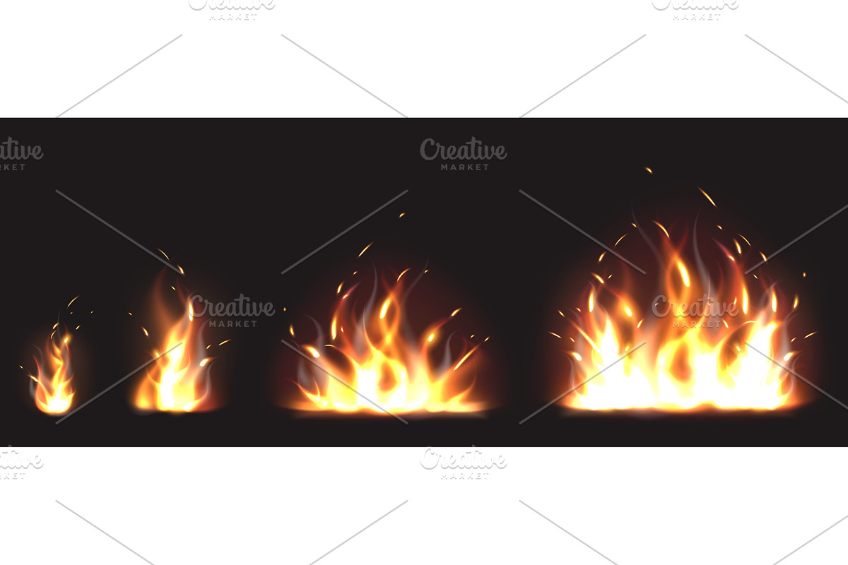 Stages animating realistic flame, an Object Illustration by Vectorbuum