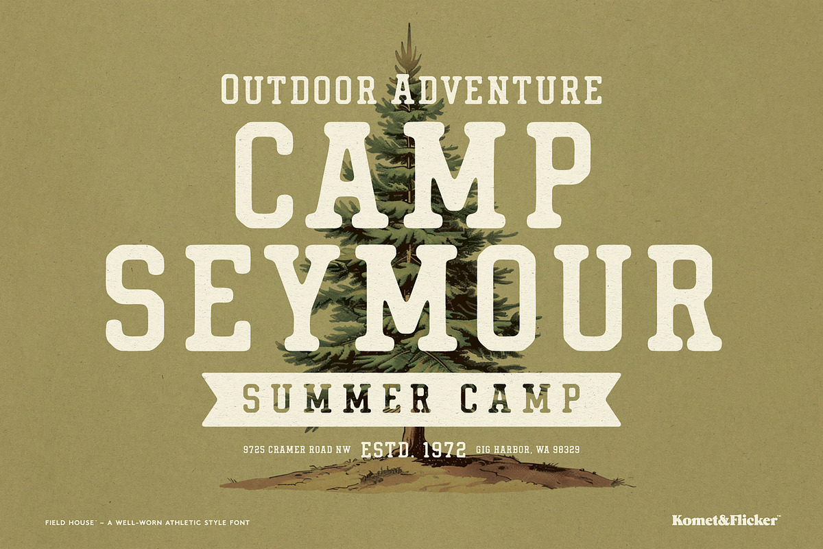 Field House - A Rustic Athletic Font, a Slab Serif Font by Komet & Flicker (Photo 7 of 14)