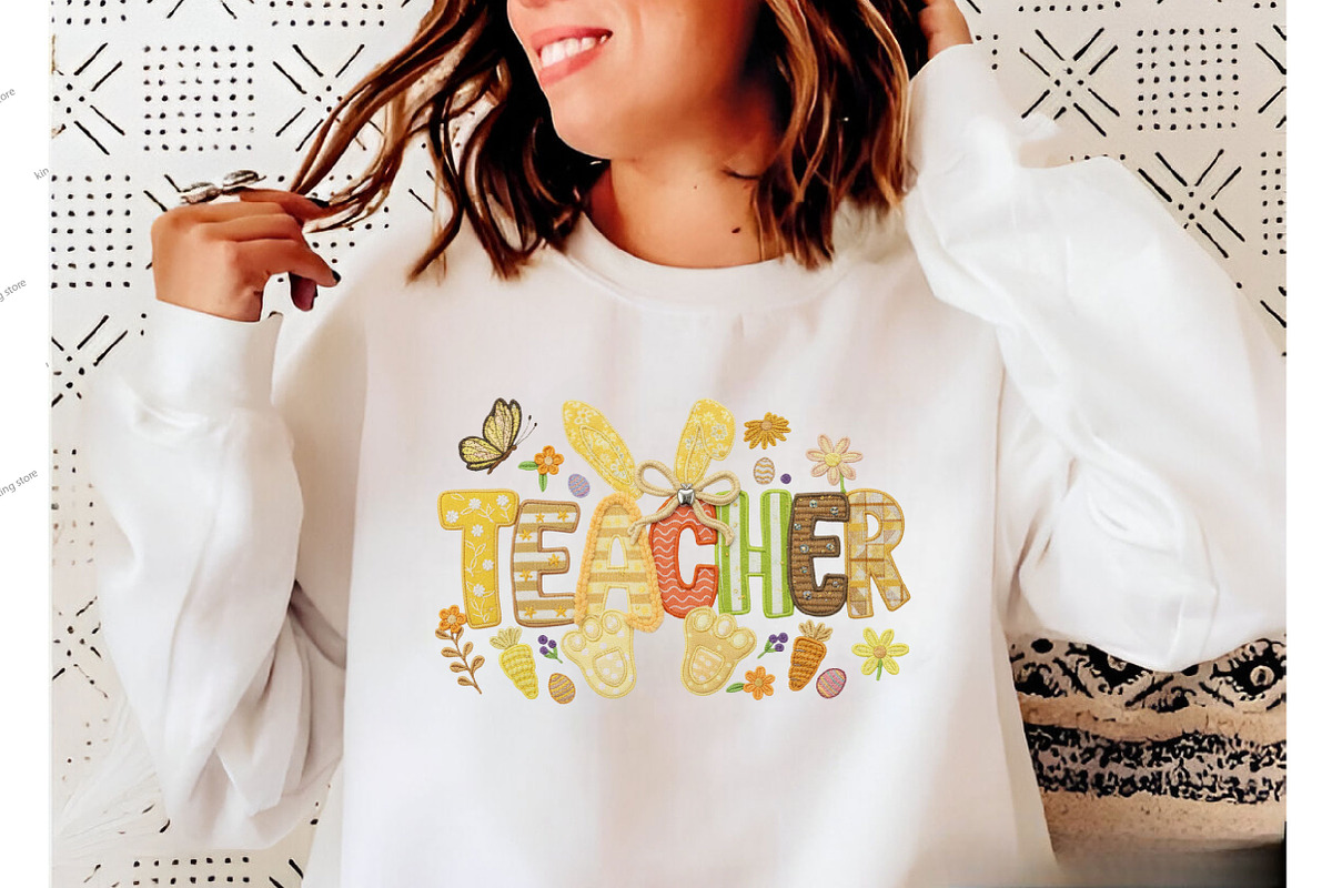 Faux Yarn Easter Teacher Png, an Illustration by Designking (Photo 3 of 6)