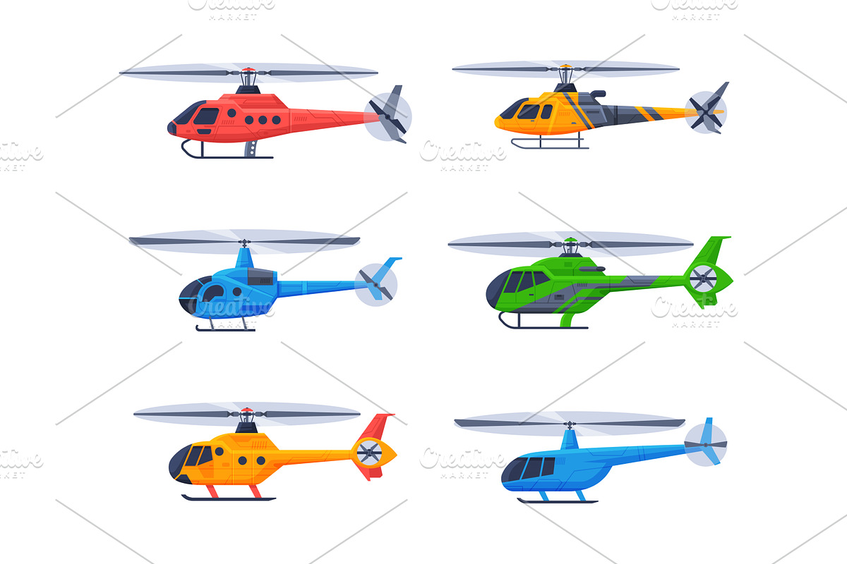 Helicopter as Rotorcraft with, a Transportation Illustration by TopVectors
