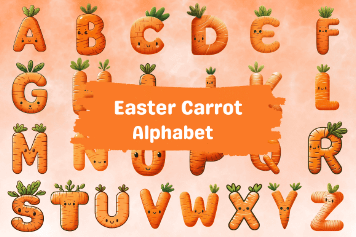 Cute Easter Carrot Alphabet Clipart, a Decorative Illustration by Dizzy Art Studio (Photo 1 of 2)