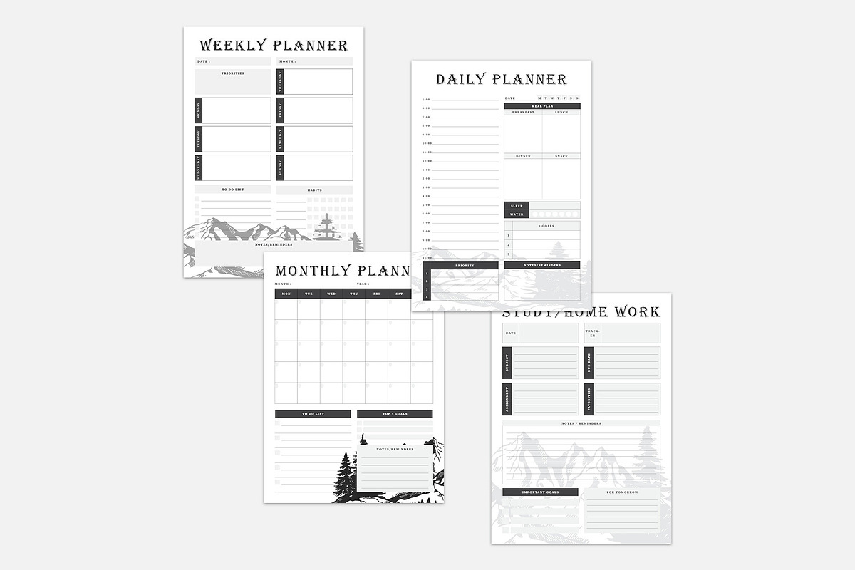 Ultimate Planner Bundle Pack 01, a Stationery Template by MNT-Creator