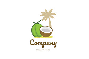 Beach coconut logo template