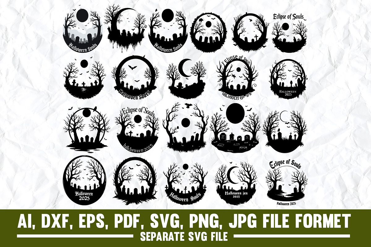 Gothic Graveyard Moon, Halloween svg, a Graphic by VectorArtPrintableDesign (Photo 1 of 2)