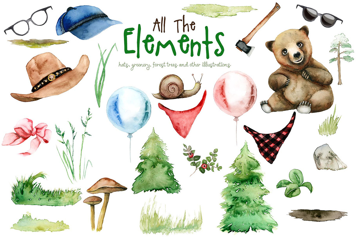 The Little Bear Watercolor Set, an Animal Illustration by Tinydew (Photo 8 of 8)