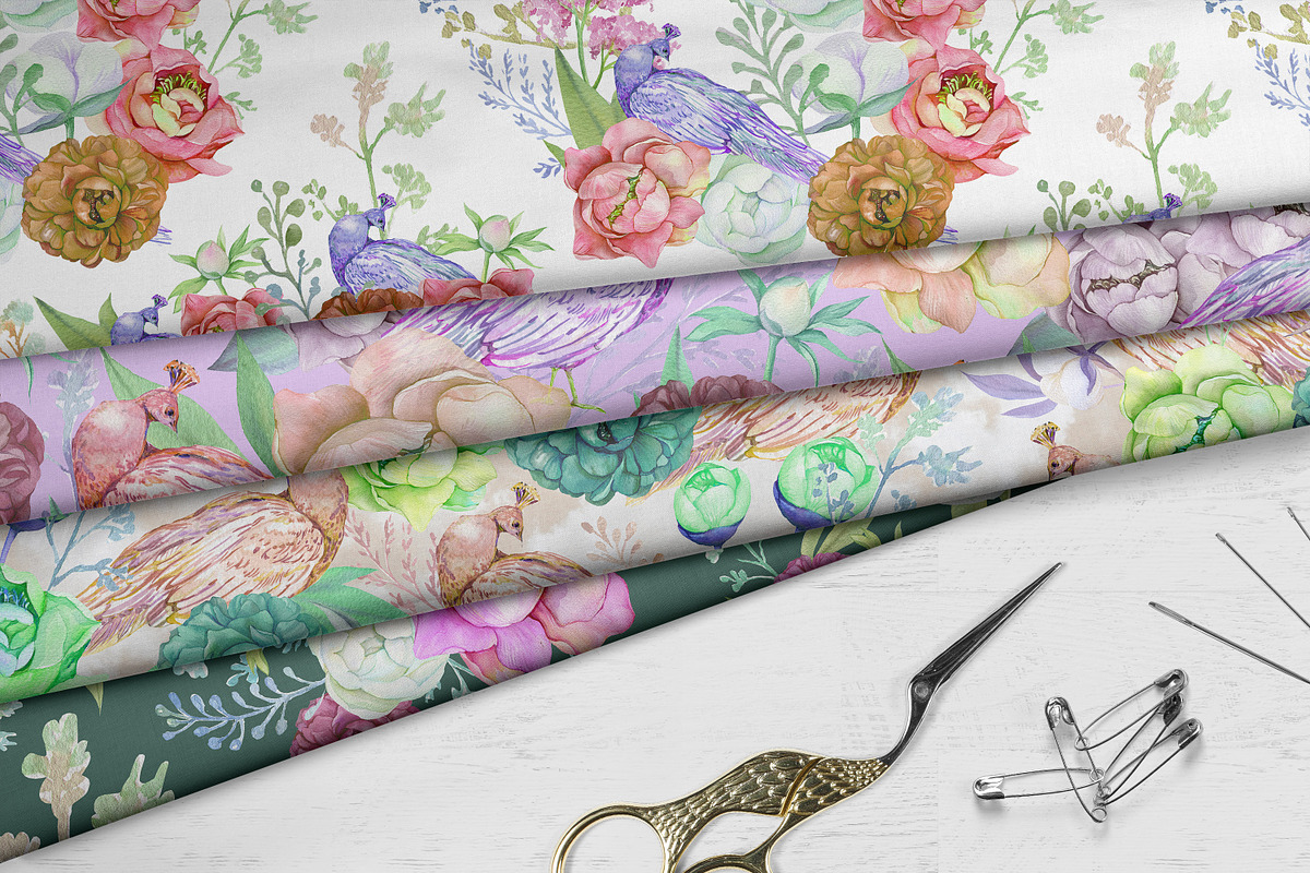 Peacocks Seamless patterns, a Pattern Graphic by NastiaDesignsPrints (Photo 4 of 8)